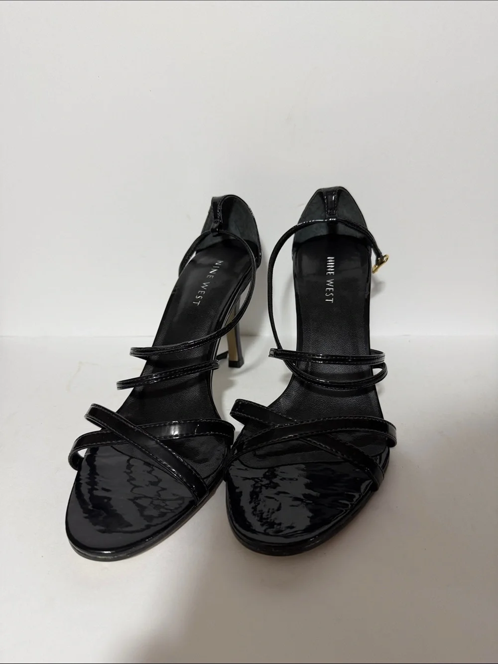 Nine West Black Patent Strappy Stiletto Sandals
